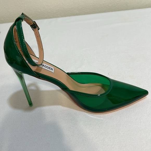 STEVE MADDEN ALESSI POINTED 4” HEELS ANKLE STRAPPED GREEN Sz 9 - Picture 6 of 11
